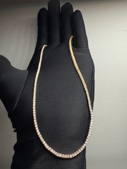 17" Yellow Gold Tennis Necklace – 4.17CT Lab Diamonds