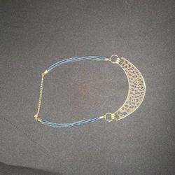 (RARE) fur Fur Punk Rock Gold Animal Leprord Cheetah Crescent Necklace 