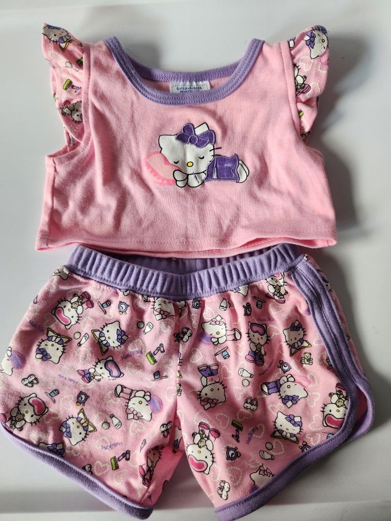 Hello Kitty Build A Bear Pajamas Outfit Purple Pink Flower Sleeping Sanrio