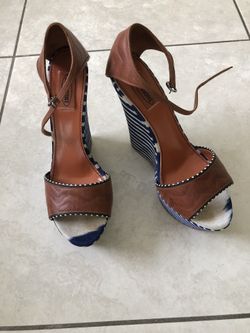 Stylish MISSONI shoes high wedges platform blue brown
