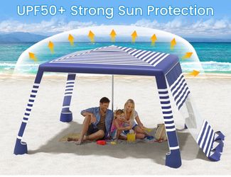 New MoKo Beach Cabana, 8'×8' Large Beach Canopy with Side Wall