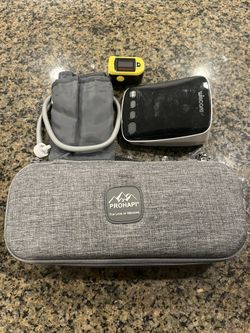 Blood Pressure Monitor Upper Arm Cuff & Fingertip Pulse Oximeter for Blood Oxygen all with hard case