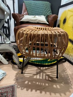 Natural Rattan Wicker Ottoman / Footrest / Leg rest - Boho Accent Furniture