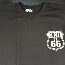 Route 66 Logo T-Shirt (XL, Black, Cotton, Crew Neck, Short Sleeve)