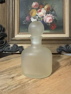 Vintage Frosted Glass Apothecary / Decanter 6” Tall with Stopper 
