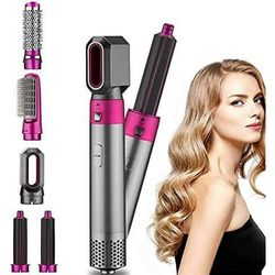 5-in-1 Electric Hair Dryer Brush - Negative Ionic Hair Styler with Detachable Brush Heads - Blow Dryer Brush for Straightening and Automatic Curling S
