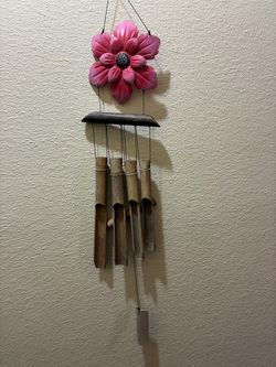 Pink Flower Bamboo Wind Chime
