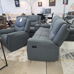 3 Pcs Sofa Set Color Grey