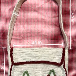 Crochet cherry messenger bag