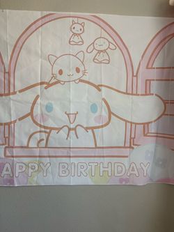 Happy birthday cinnamoroll backdrop, party supplies
