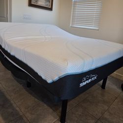 Tempur-Pedic adjustable base and matress with remote.