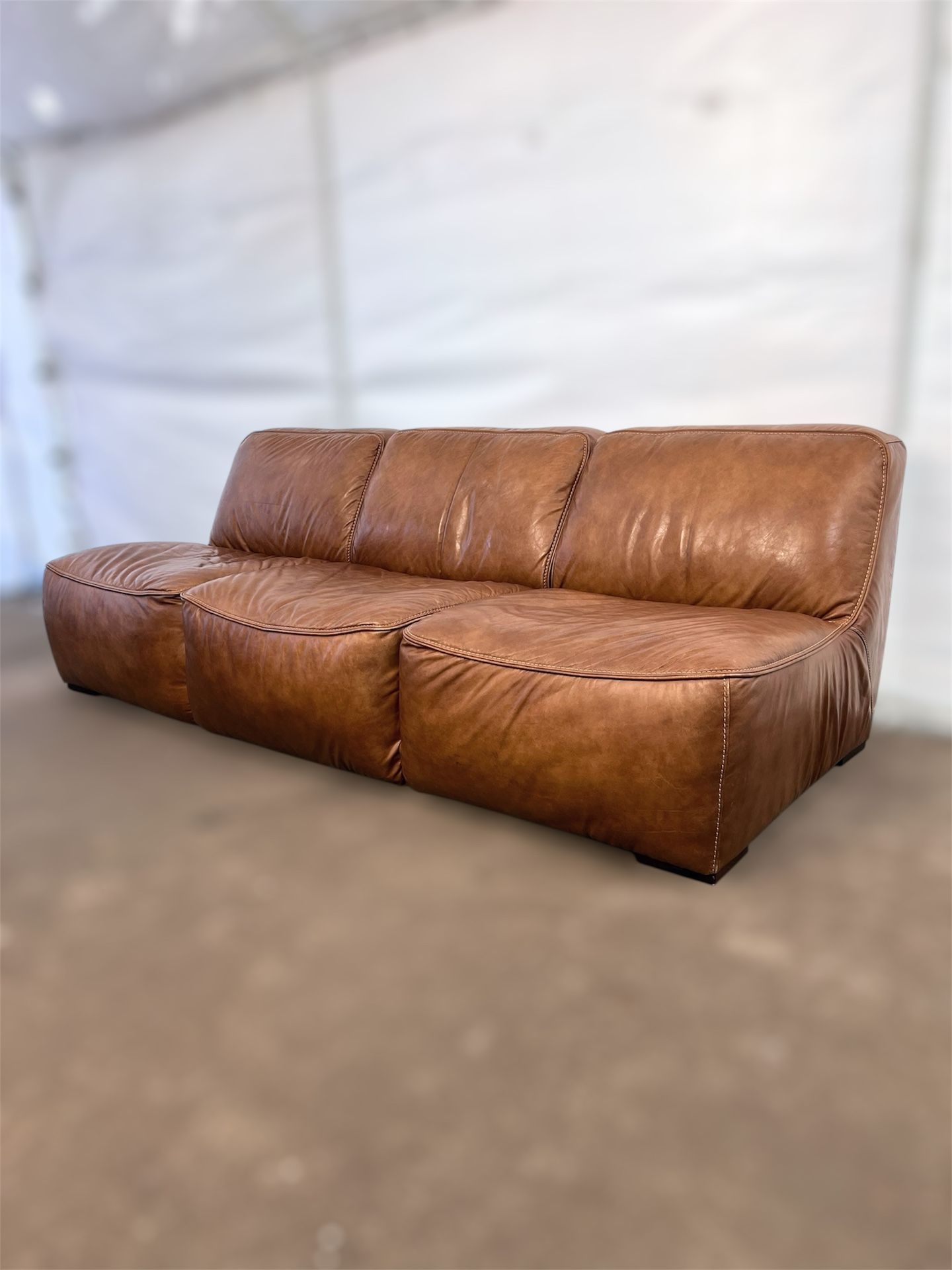 Burton Honey Brown Leather Sofa Delivery Available