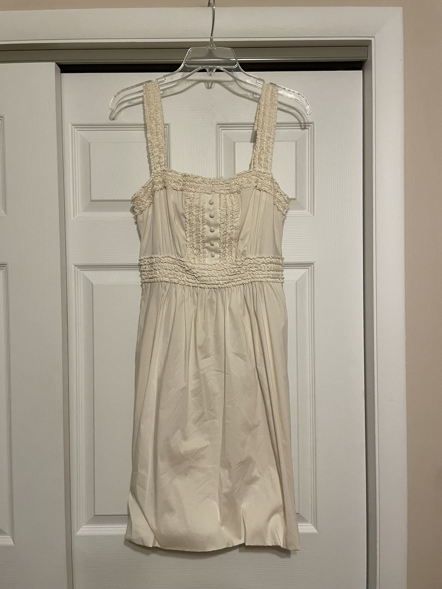 BCBGMAXAZRIA Off-white Cotton Woven Dress - Size Small