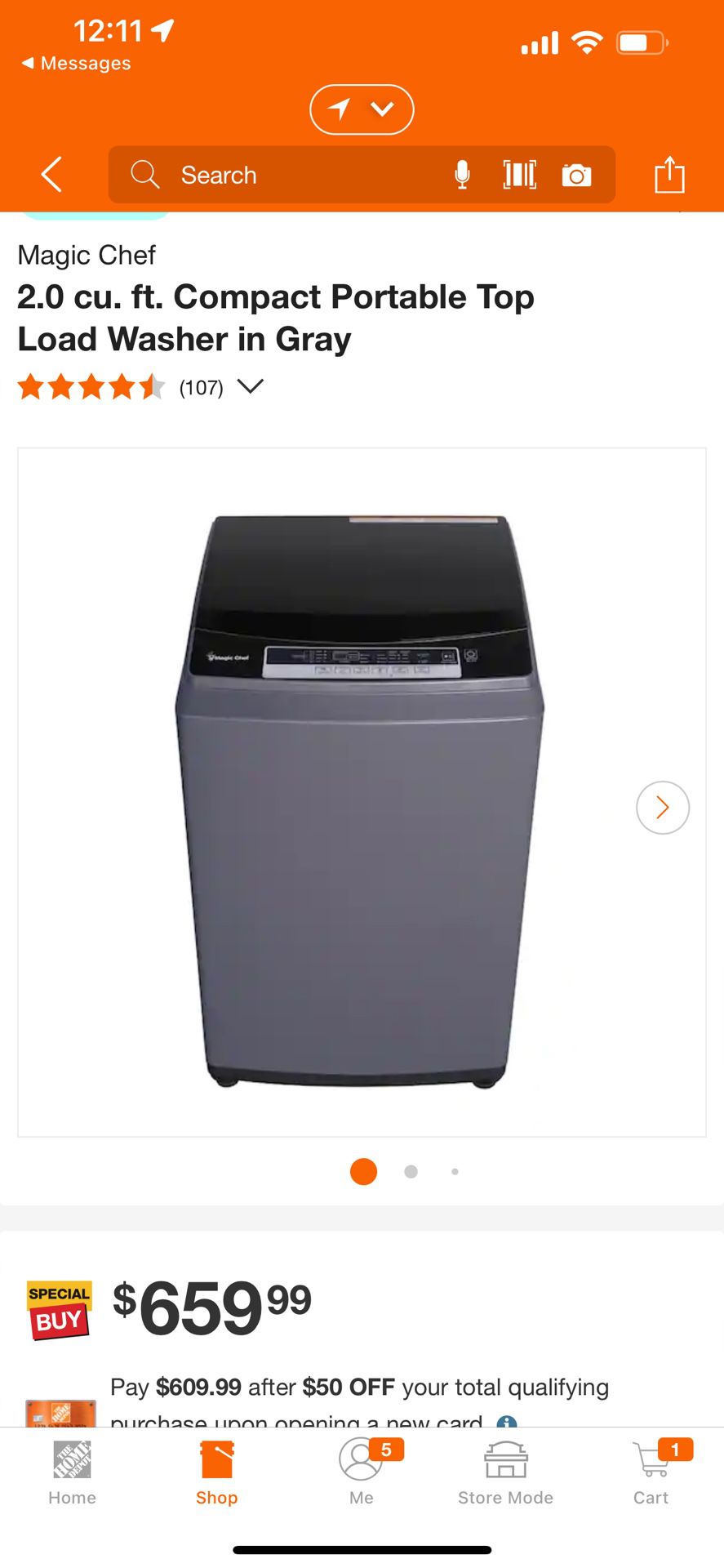 Magic Chef 2.0 cu. ft. Compact Portable Top Load Washer in Gray