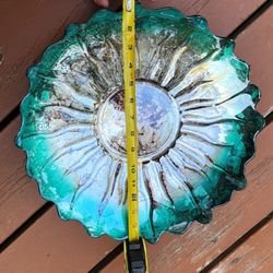 Teal Glass Plate/ Centerpiece 