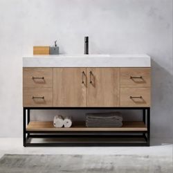 Miseno
Alistair 48" Free Standing Single Basin Vanity Set with Cabinet and Stone Vanity Top with USB Port and Electrical Outlet