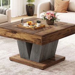 Wood Coffee Table 31.5" Modern Center Table, Stylish Cocktail Tea Table with Sturdy Legs for Living Room, Compact and Durable Design