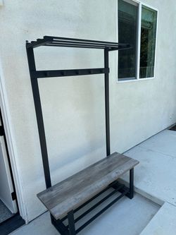 Metal and Wood Mud Room Storage Unit