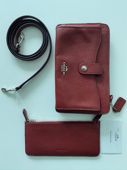 COACH crossbody leather purse with wallet inside