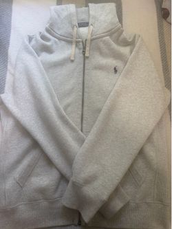 Grey ralph lauren polo zip up hoodie size M