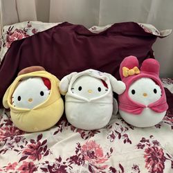 Hello Kitty as Pompompurin, Cinnamoroll, & My Melody - Squishmallows 