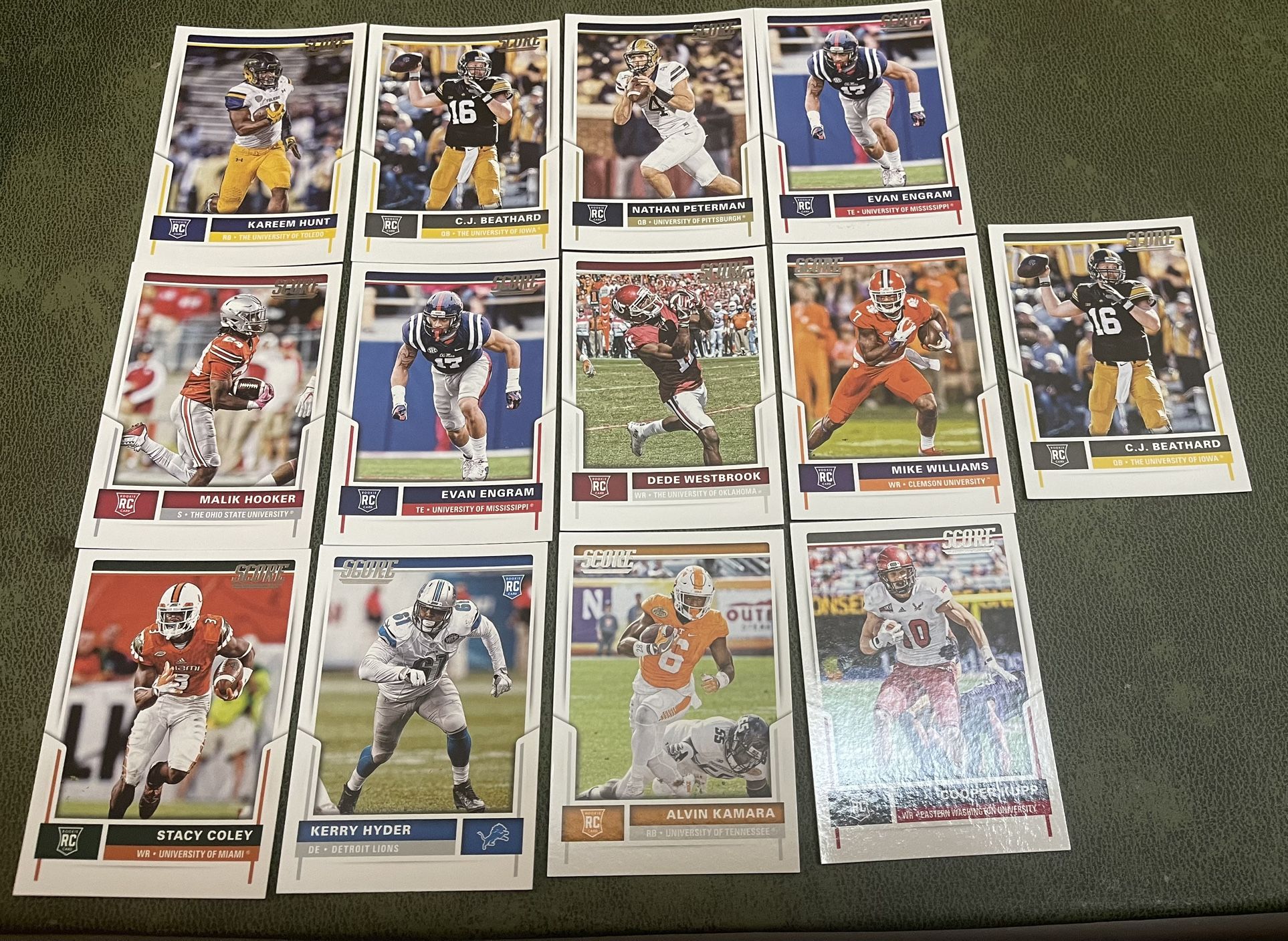 Lot of 13 2017 Score Football Rookie Lot w/ Kamara-Kupp & More