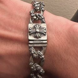 Chrome Bracelet Hearts/Dagger/Religion Cross True Silver Weekend Bday Bracelet Chunky Cross Stud 