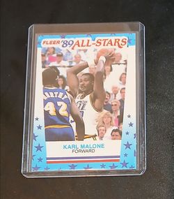 Karl Malone 1989 All-Stars card in a hard protective case.  $5