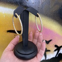14k DIAMOND HOOP EARRINGS 