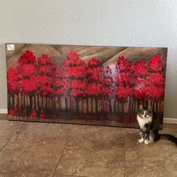 30 x 60 Red Forest Glazed Canvas Wall Art