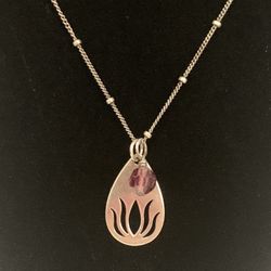 Sterling Lotus Necklace With Amethyst 