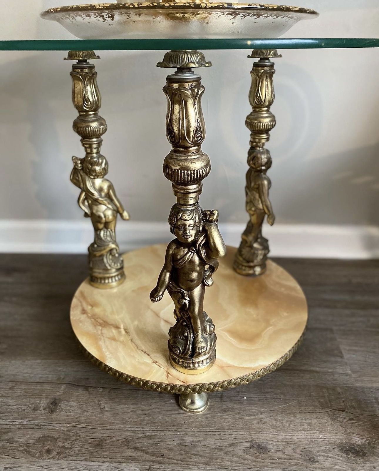 Antique Bronze Cherub Table