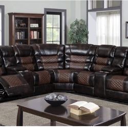 Chocolate Sectional 🤎🤎Only $ 54 Down Payment 🤑No Credit Check🤩🤩Have Delivery🚚🚚Financing Available👍🏻