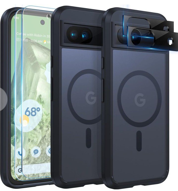 Magnetic for Google Pixel 8a Case with MagSafe 2X Screen Protector + 2X Camera Lens Protector 