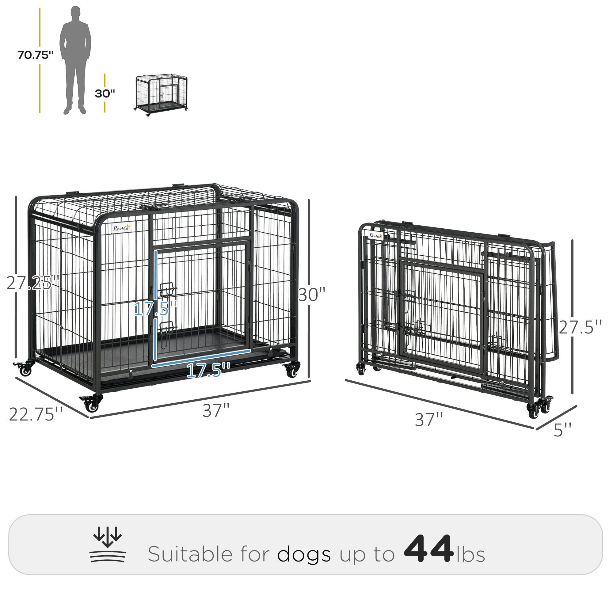 PawHut Folding Design Heavy Duty Metal Dog Cage Crate Kennel