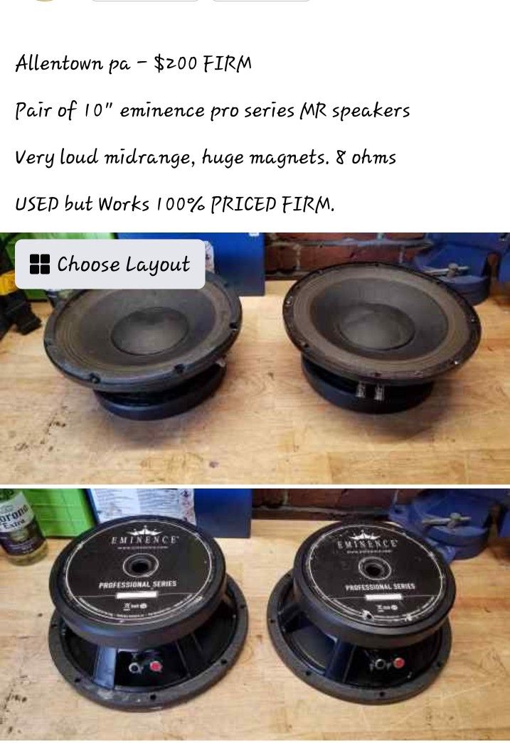 10" Eminence Pro Voice Speakers