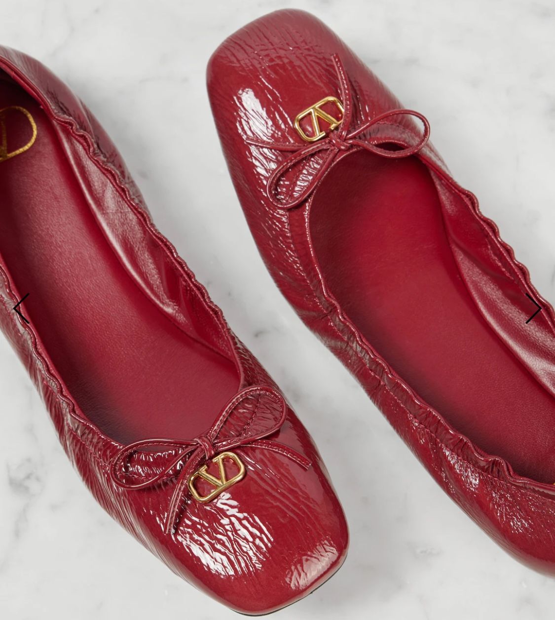 VALENTINO GARABANI V-LOGO BALLERINA FLAT BURGUNDY RED PATENT LEATHER SZ 39.5 NEW