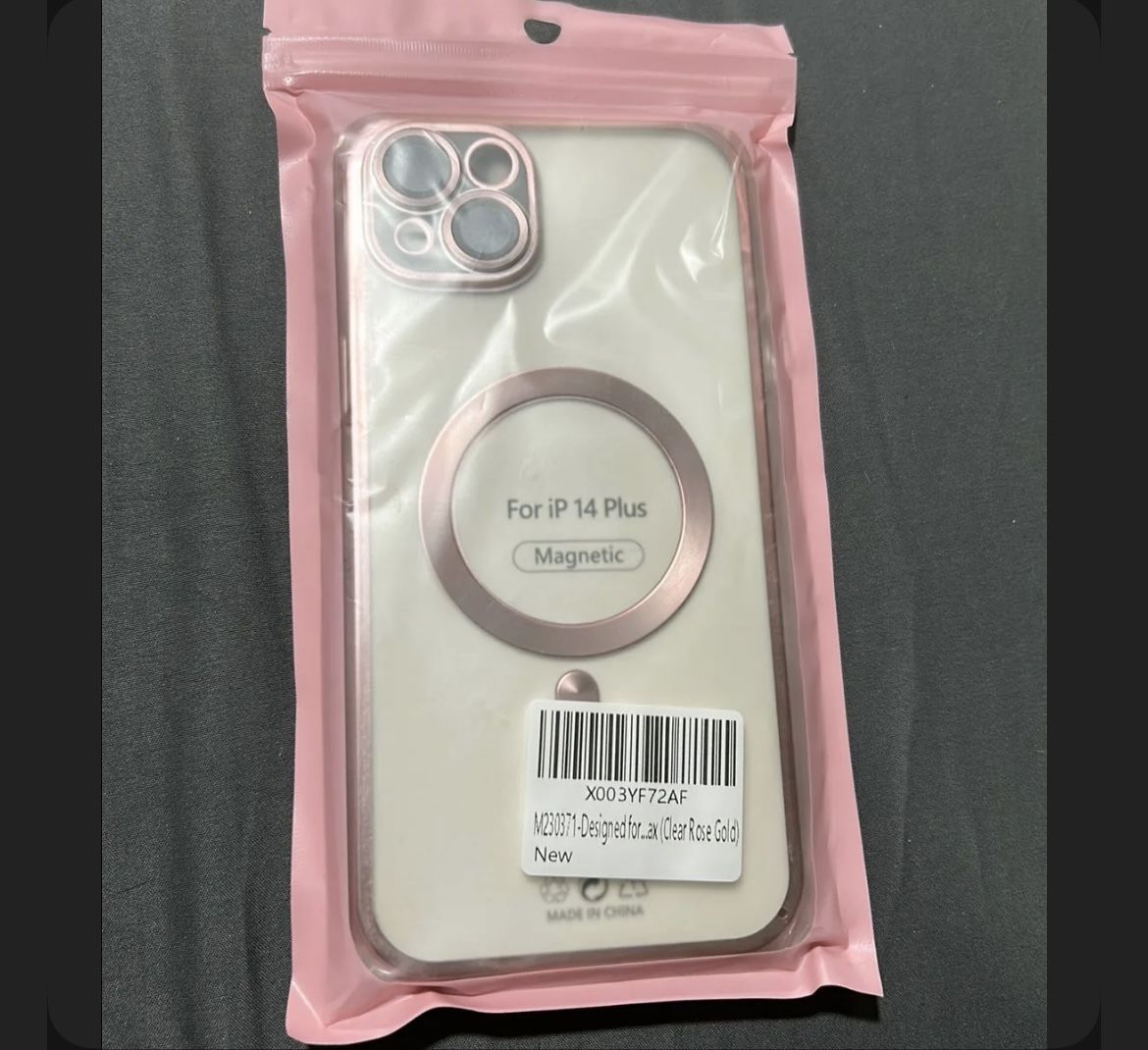 Rose Gold Phone Case For iPhone 14 Plus With Magnetic Ring