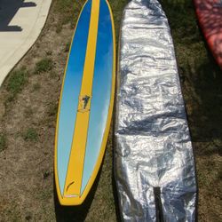 Surftech Mickey Munoz "The Glide" 10’6” longboard surfboard And dakine Cover. 