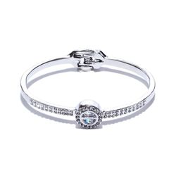 Guess Silver Crystal Hinged Bangle Bracelet