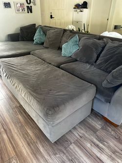 Large Gray Sectional Sofa with Chaise