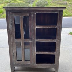 Grey And Brown Distressed Bookcase Or Decorative Cabinet