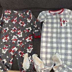 Set Of 2 Size 2T Toddle Holiday Fleece Sleepers