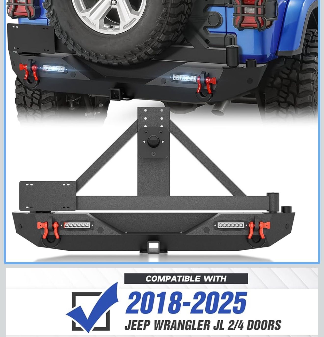 2018–2025 Jeep Wrangler JL Steel Rear Bumper With Tire Carrier 