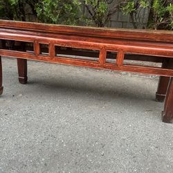 Red Lacquered Chinese Ming Style Bench