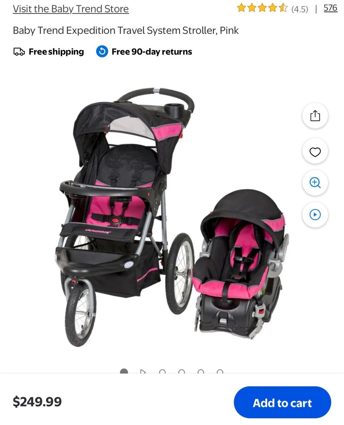 Baby Trend Expedition Travel System Stroller, Pink
