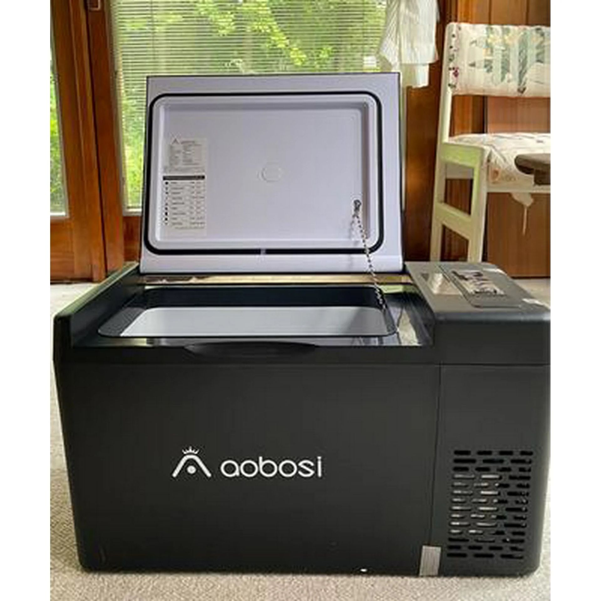 AOBOSI 26 Quart Electric Car Refrigerator 12/24V DC 110-240V AC Portable Fridge Freezer -4-68℉ Compressor Cooler for Truck Van RV Camper SUV Boat Trav