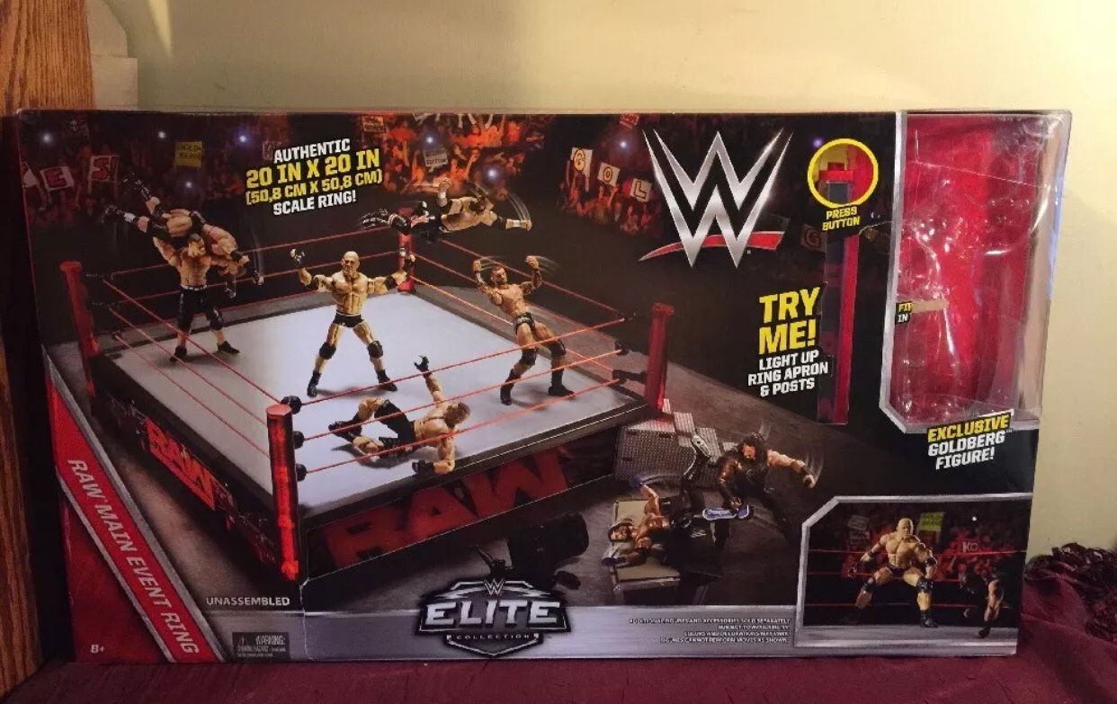 WWE Main Event" Raw Elite Scale Wrestling Ring. Ring ONLY. NO GOLDBERG FIGURE