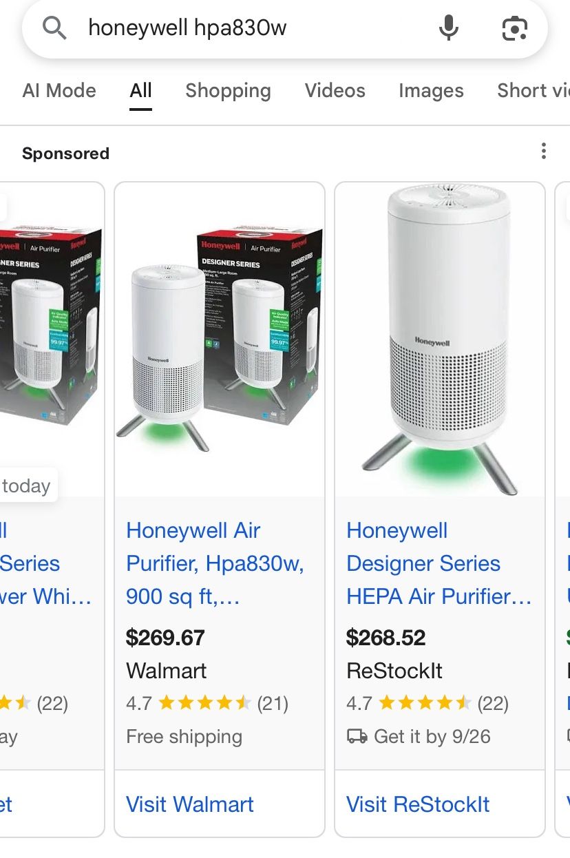 Honeywell Hpa830w Air Purifier