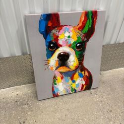 Colorful French bulldog oil painting,. Ready to hang 20 “x 25”  $50